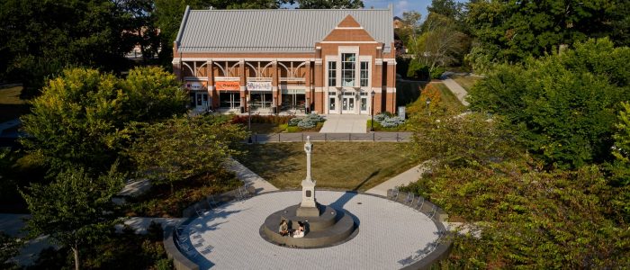 Image of the Waugh Sundial near the Benton Museum of Art, UConn Storrs Campus 2020.